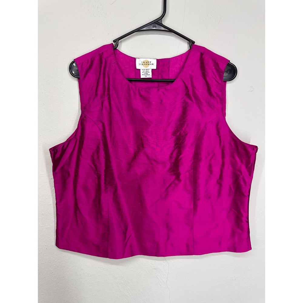Sandy Starkman 100% Silk Shell Top XL Magenta Pink Boho Minimalist Sleeveless